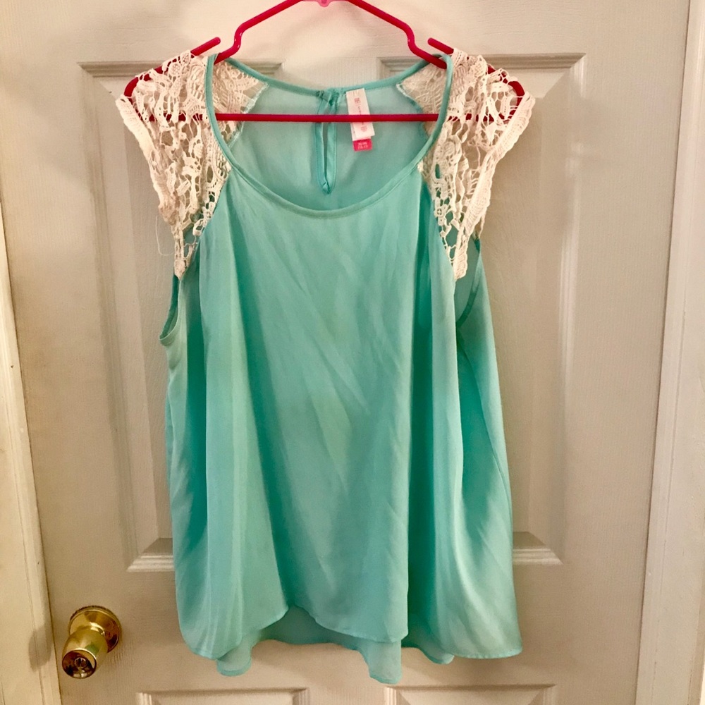 Sheer turquoise blouse